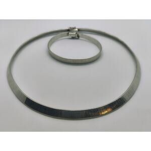 Vintage .925 Sterling Silver 6mm Flat Snake 16" Necklace & 7" Bracelet Set